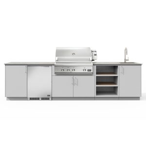 Urban Bonfire Breeze 36 Outdoor Kitchen w/ DCS Natural Gas Grill, Sink, Refrigerator, Keon Dekton Countertop & Chantilly Finish - B-Breeze-36-DCS-Keon-Chantilly