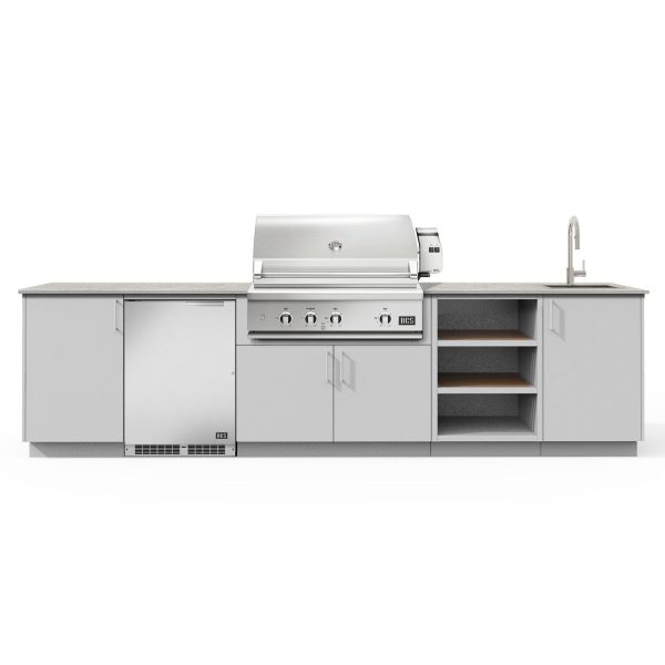 Urban Bonfire Breeze 36 Outdoor Kitchen w/ DCS Natural Gas Grill, Sink, Refrigerator, Keon Dekton Countertop & Chantilly Finish - B-Breeze-36-DCS-Keon-Chantilly