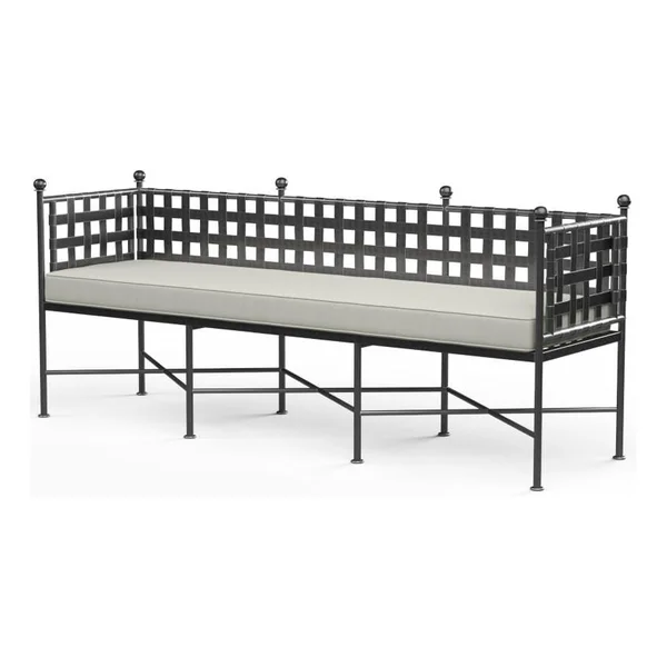 Provence 72 Inch Wrought Iron Bench in Pewter/Canvas Granite by Sunset West