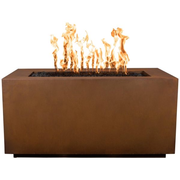 Pismo 72 Inch Rectangular Corten Steel Natural Gas Fire Pit in Copper by The Outdoor Plus