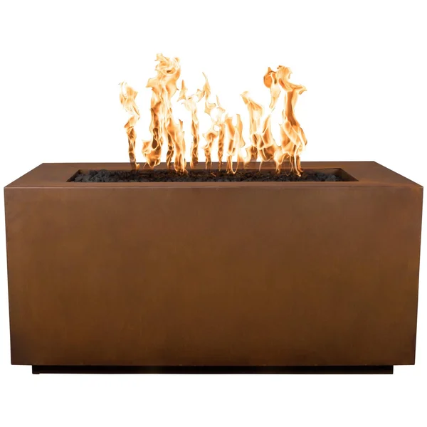 Pismo 84 Inch Rectangular Corten Steel Natural Gas Fire Pit in Copper by The Outdoor Plus