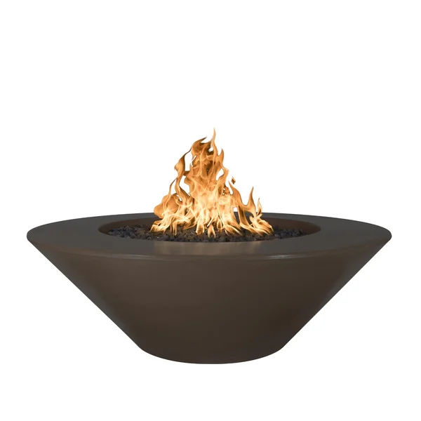 Cazo 48 Inch Round GFRC Propane Fire Pit w/ Glow Plug in Chocolate by The Outdoor Plus