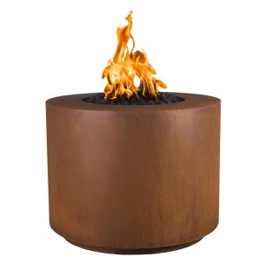 Beverly 42 Inch Round Corten Steel Natural Gas Fire Pit in Copper by The Outdoor Plus