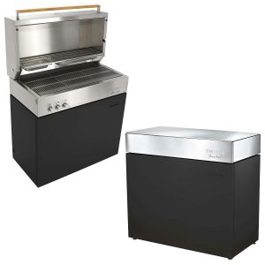 Flammkraft Model D Freestanding Grill & Model M Prep Center Module - Ivory Black - 1029545