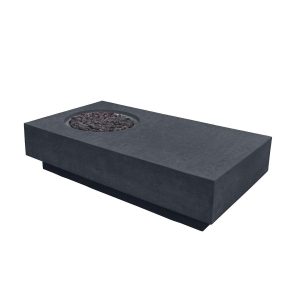 Modernview 56 Inch Rectangular Concrete Natural Gas Fire Pit Table in Dark Gray By Lakeview Outdoor Designs