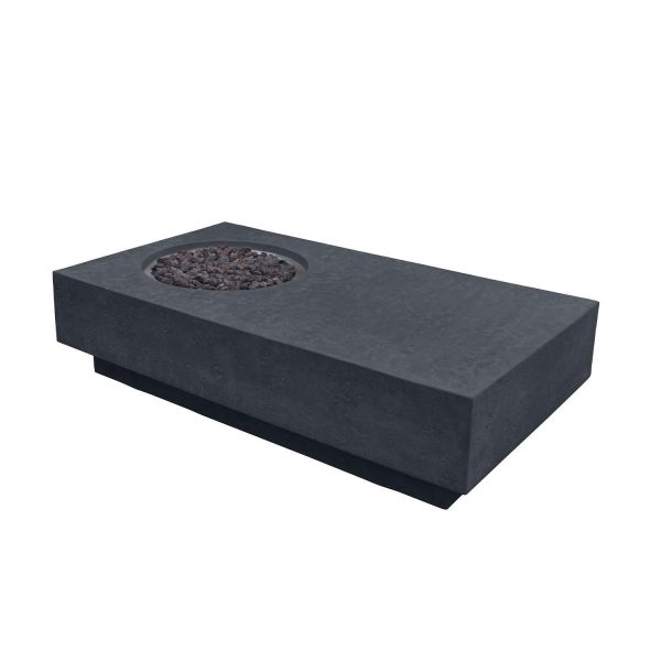 Modernview 56 Inch Rectangular Concrete Natural Gas Fire Pit Table in Dark Gray By Lakeview Outdoor Designs