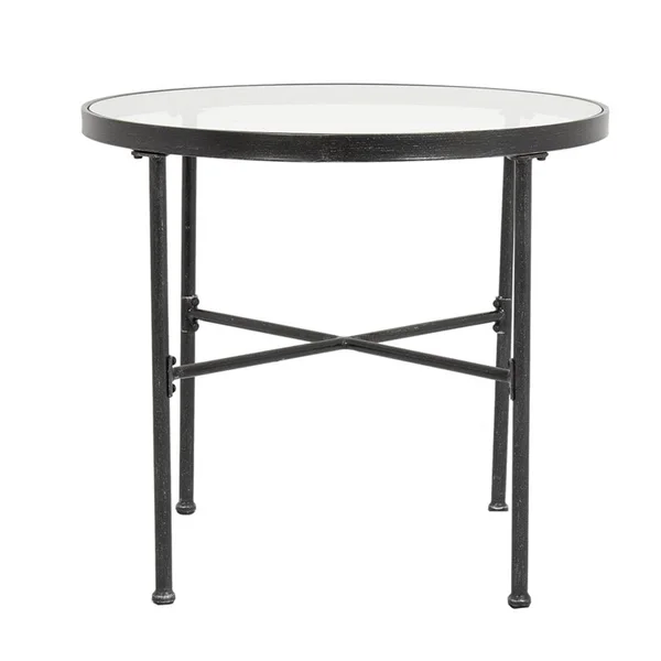 Sunset West Provence 32-Inch Round Wrought Iron Patio Bistro Table W/ Tempered Glass Top