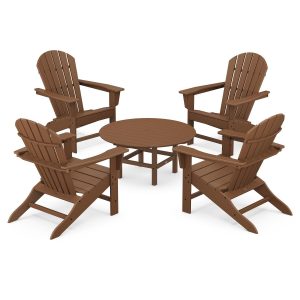South Beach 5 Pc Recycled Plastic Seating Set in Teak by POLYWOOD