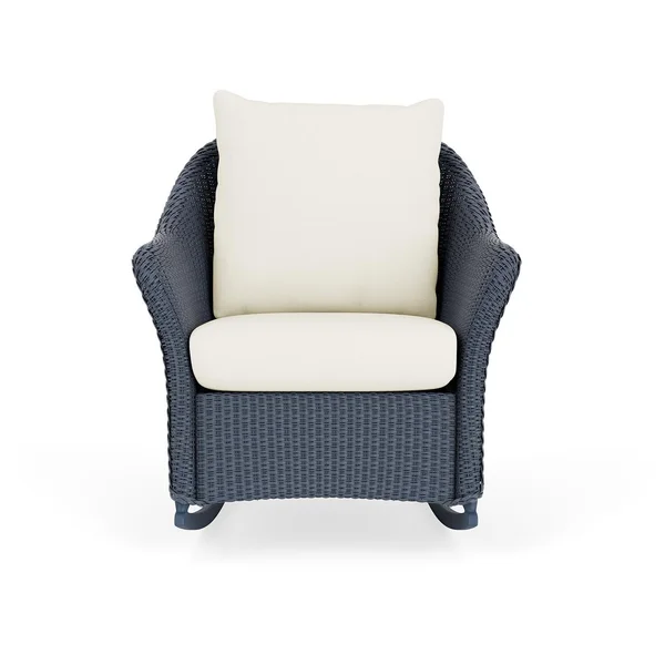 Weekend Retreat Lloyd Loom Rocking Chair in Denim Blue/Sailcloth Salt by Lloyd Flanders