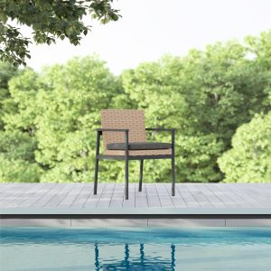 Terra Wicker Dining Chair in Natural/Midnight By Azzurro Living