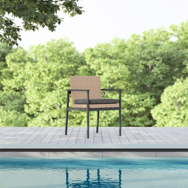 Terra Wicker Dining Chair in Natural/Midnight By Azzurro Living