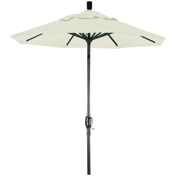 California Umbrella 6 Ft. Octagonal Aluminum Push Button Tilt Patio Umbrella W/ Crank Lift & Aluminum Ribs - Bronze Frame / Sunbrella Canvas Natural Canopy