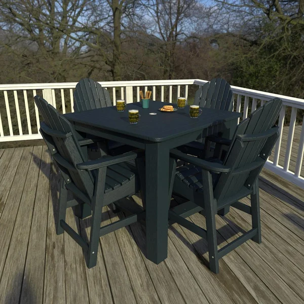Dream Bay 5 Pc Recycled Plastic Square Counter Height Dining Set in Federal Blue by Lakeview Outdoor Designs