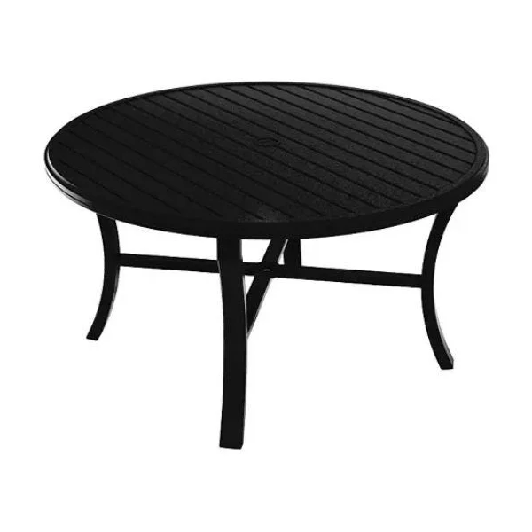 Banchetto 54" Round Slat Top Table - Obsidian