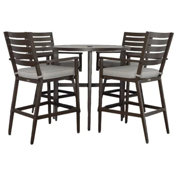 Adeline 5-Piece 42" Round Pub Dining Set with Stationary Stools