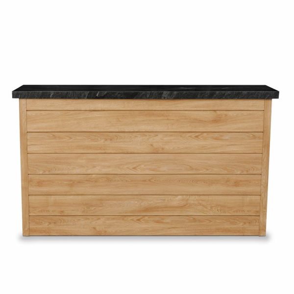 BBQGuys Signature 72 Inch 360 Degree Swivel Outdoor TV Lift Cabinet | Sunbleached Oak w/ Black Granite