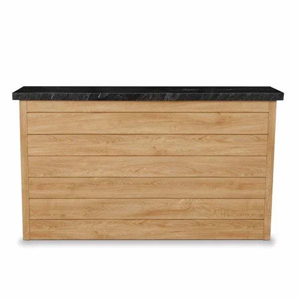 BBQGuys Signature 72 Inch 360 Degree Swivel Outdoor TV Lift Cabinet | Sunbleached Oak w/ Black Granite