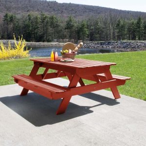 Lookwood 71 Inch Rustic Red Recycled Plastic Picnic Table by Lakeview Outdoor Designs