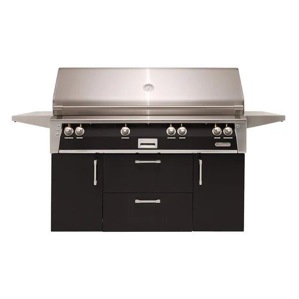 Alfresco ALXE 56-Inch Freestanding Propane All Grill With Sear Zone And Rotisserie in Jet Black Gloss - ALXE-56BFGC-LP-S9005
