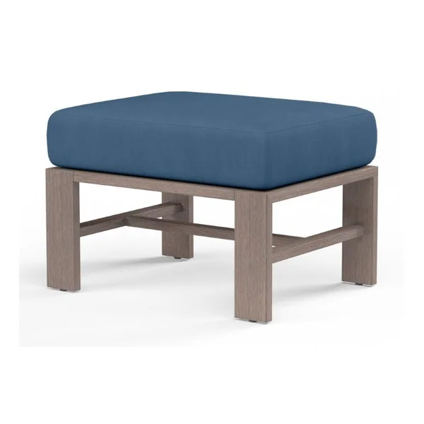 Laguna Aluminum Ottoman in Driftwood/Spectrum Indigo by Sunset West