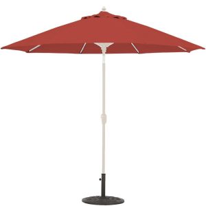 Galtech 9 Ft. Octagonal Aluminum Patio Market Umbrella W/ Crank Lift And Auto Tilt - White Frame W/ Sunbrella Canvas Henna Canopy