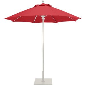 Galtech 7.5 Ft. Octagonal Aluminum Patio Market Umbrella W/ Push Lift - White Frame W/ Sunbrella Canvas Jockey Red Canopy