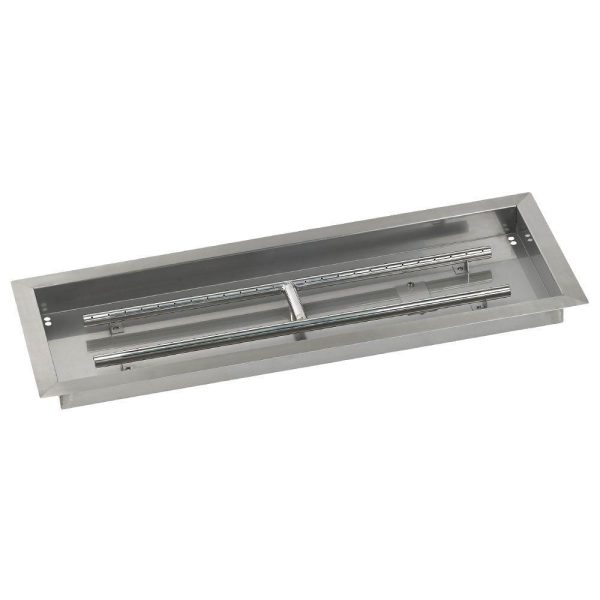BBQGuys Signature 30 X 10-Inch Stainless Steel Rectangular Drop-In Pan W/ Built-In Propane Gas H-Burner - SS-AFPP-30-LP