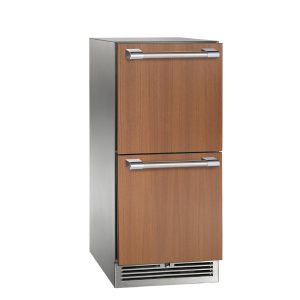 Perlick 15-Inch Signature Series Marine & Coastal Series Stainless Steel Panel Ready Outdoor Refrigerated Drawers W/ Door Lock - HP15RM-4-6DL