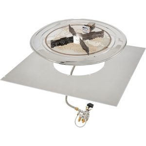 The Outdoor GreatRoom Company Crystal Fire Plus 36 Inch Flat Square 105,000 BTU Propane Fire Pit Burner Kit  - Stainless Steel