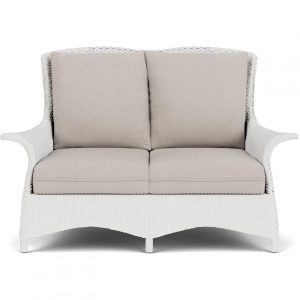 Mandalay Lloyd Loom Loveseat in Matte White/Remy Cloud by Lloyd Flanders