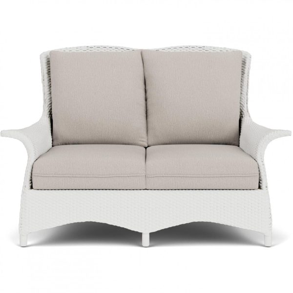 Mandalay Lloyd Loom Loveseat in Matte White/Remy Cloud by Lloyd Flanders
