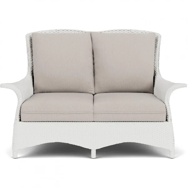 Mandalay Lloyd Loom Loveseat in Matte White/Remy Cloud by Lloyd Flanders