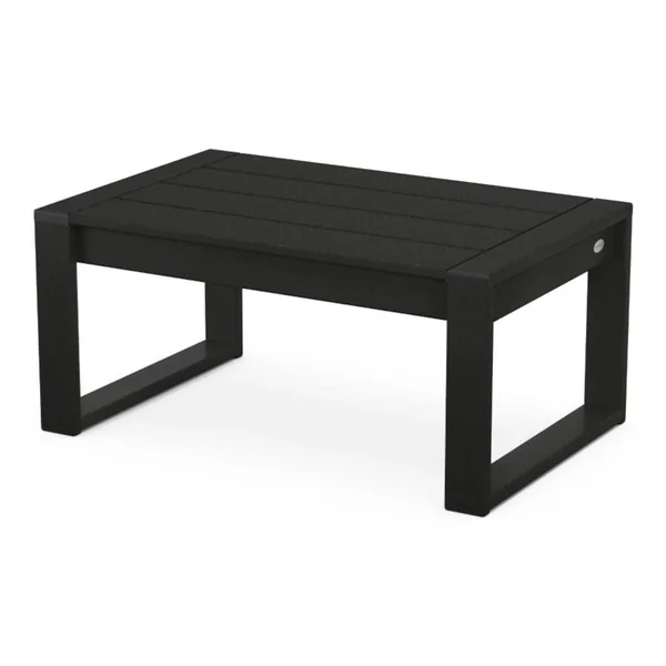 EDGE 35 X 22 Inch Rectangular Recycled Plastic Coffee Table in Black by POLYWOOD