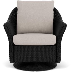 Weekend Retreat Lloyd Loom Swivel Glider Club Chair in Ebony/Remy Cloud by Lloyd Flanders