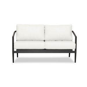 Midnight Cove 2 Person Aluminum Loveseat in Black/Canvas Natural by Lakeview Outdoor Designs