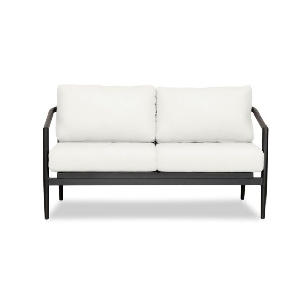 Midnight Cove 2 Person Aluminum Loveseat in Black/Canvas Natural by Lakeview Outdoor Designs