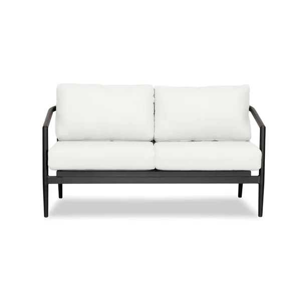 Midnight Cove 2 Person Aluminum Loveseat in Black/Canvas Natural by Lakeview Outdoor Designs