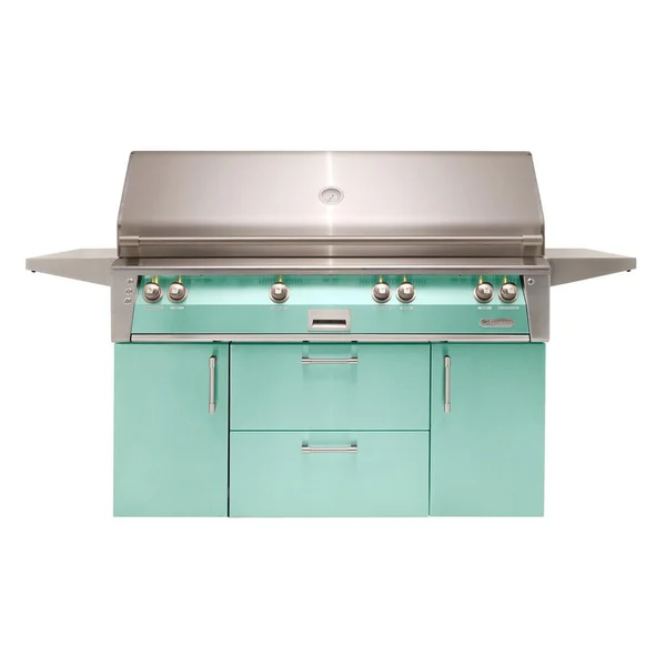 Alfresco ALXE 56-Inch Freestanding Natural Gas All Grill With Sear Zone And Rotisserie in Light Green - ALXE-56BFGC-NG-S6027