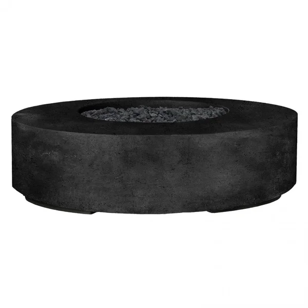 Stoneview 80 Inch Round GFRC Propane Fire Pit in Ebony by Lakeview Outdoor Designs