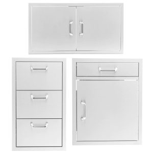 BBQGuys Signature 3-Piece 40-Inch Double Access Door Outdoor Kitchen Storage Package - Traditional - BBQ-260-AD40-3PC