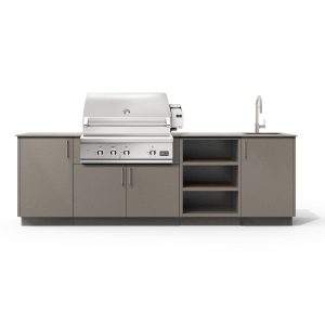 Urban Bonfire Mist 36 Outdoor Kitchen w/ DCS Natural Gas Grill, Sink, Keon Dekton Countertop & Clay Finish - B-Mist-36-DCS-Keon-Clay