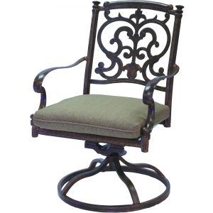 Santa Barbara Cast Aluminum Swivel Rocker Dining Chair in Antique Bronze/Sesame by Darlee