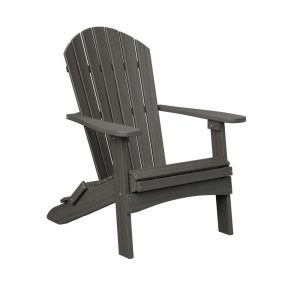 Comfo Back Recycled Plastic Folding Adirondack in Coastal Gray by Berlin Gardens