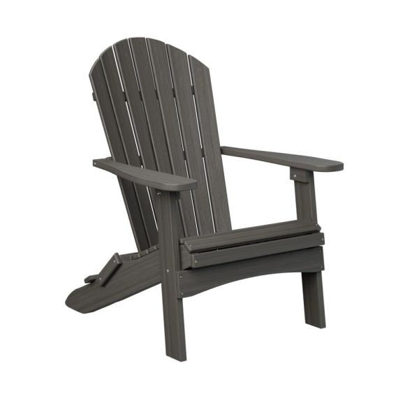 Comfo Back Recycled Plastic Folding Adirondack in Coastal Gray by Berlin Gardens
