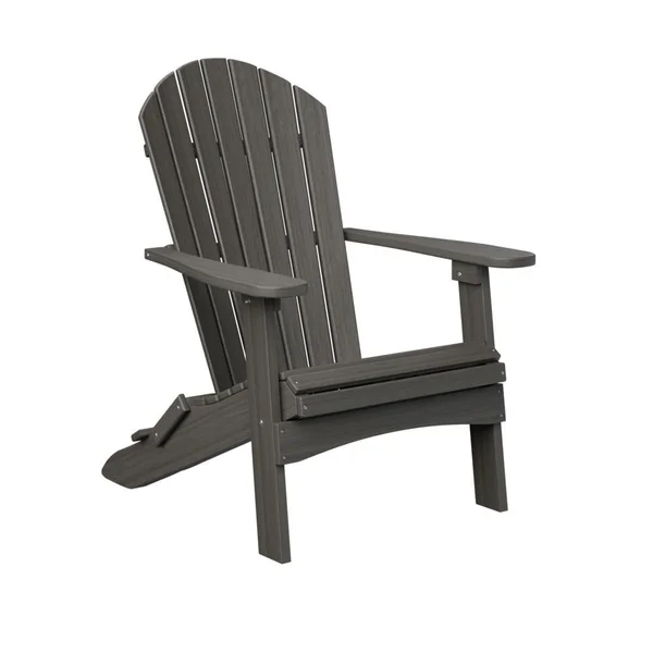 Comfo Back Recycled Plastic Folding Adirondack in Coastal Gray by Berlin Gardens