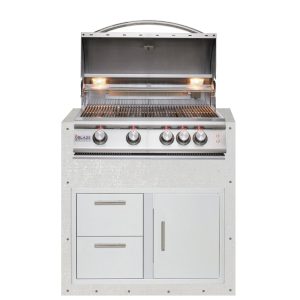 BBQGuys Signature 36-Inch Ready for Finish Outdoor Kitchen Module w/ Blaze LTE 32-Inch Propane Grill & Double Drawer & Door Combo