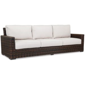 Montecito Wicker Sofa in Cognac/Canvas Flax by Sunset West