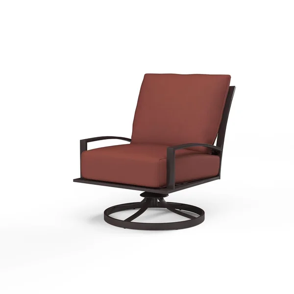 La Jolla Aluminum Patio Swivel Rocker Club in Canvas Henna w/ Self Welt By Sunset West