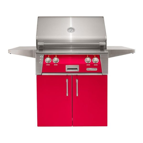 Alfresco ALXE 30-Inch Freestanding Natural Gas Grill With Sear Zone And Rotisserie in Raspberry Red - ALXE-30SZC-NG-S3027