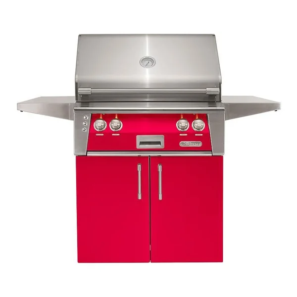 Alfresco ALXE 30-Inch Freestanding Natural Gas Grill With Sear Zone And Rotisserie in Raspberry Red - ALXE-30SZC-NG-S3027